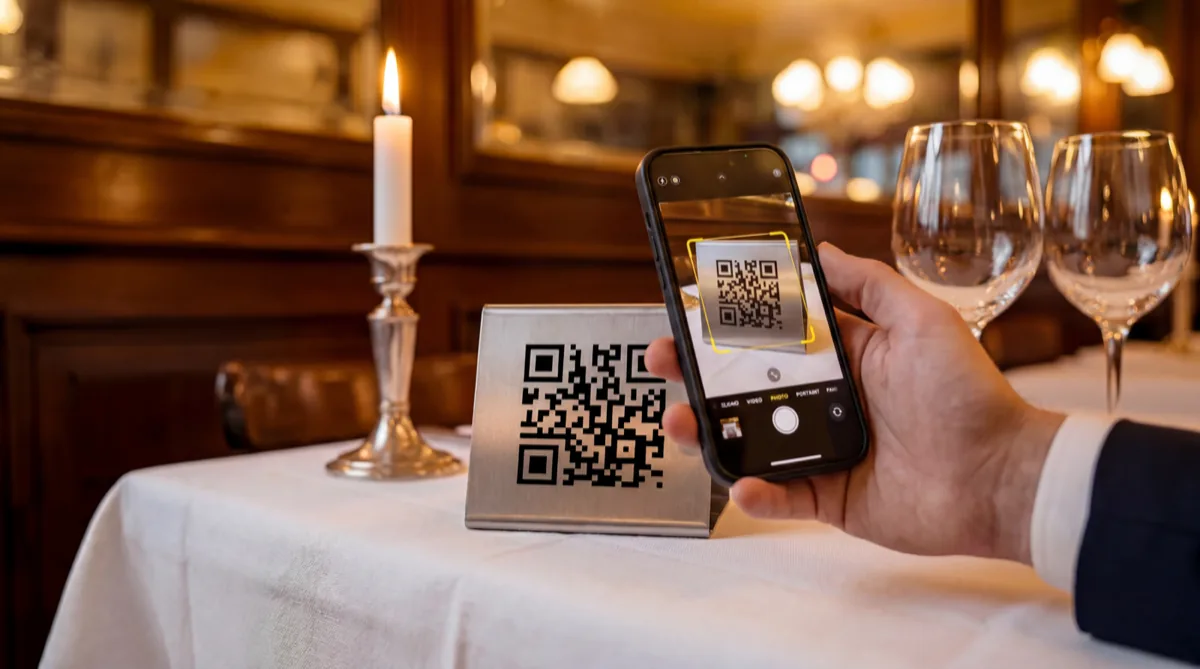 QR code d'avis sur une table de restaurant à Nice